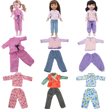 Oyuncak bebek giysileri Baskılı Pijama Ve Hayvan Baskı Pantolon Takım Elbise 14 İnç Bebek Doğum Günü kız çocuk oyuncağı Hediyeler