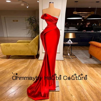 Weilinsha Kırmızı Boncuklu Elbiseler De Soirée Mermaid Streç Saten Kolsuz Moda Gerçek Resim Abiye 2023 Kat Uzunluk Yeni