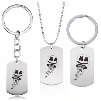 Marshmello DJ Kolye anahtar zincirleri Hip-Hop Sesler Paslanmaz Çelik anahtarlıklar Moda Marka Anahtarlıklar Unisex Anahtarlıklar Hediye Sıcak Satış