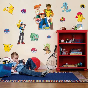 3D duvar çıkartmaları Pokemon Pikachu Duvar Kağıdı çocuk Odası Karikatür Kendinden Yapışkanlı Pokbaby Dekorasyon Pet Elf Hazine Rüya Oyuncak