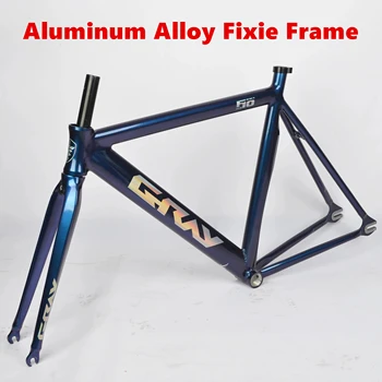 GRİ F10 Fixie bisiklet iskeleti 700C 6061-T6 Alüminyum Alaşımlı Sabit Vites Frameset Çatal 52cm Bisiklet Parçaları Tek Hızlı Yarış Bisiklet