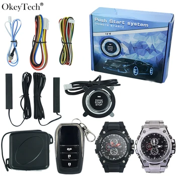 OkeyTech 433MHz PKE Otomatik Anahtarsız giriş Sistemi akıllı saat Kontrol Basma Düğmesi Start Stop Motor Araba Alarmı Anti-hırsızlık BlackSliver