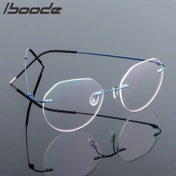 Iboode Ultralight Gözlük Çerçeveleri Bellek Titanyum Çerçevesiz okuma gözlüğü Erkekler & Kadınlar Presbiyopik Gözlük Marka Tasarım 2020