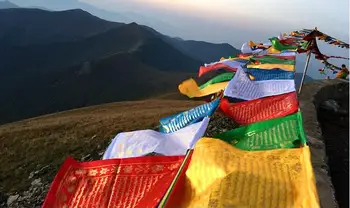 6 Metre Kalp Mantra Altın Baskı Kutsal Budizm Malzemeleri Beş Renkli Klasik Nimet Rüzgar At Bayrağı Ronda