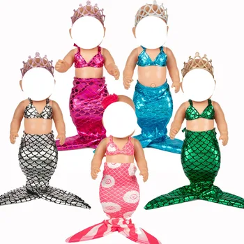 Bebe oyuncak bebek giysileri için 18 inç bebek Mermaid yaz elbisesi 18