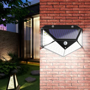 Bahçe 100 LED güneş lambası PIR hareket sensörlü LED güneş ışığı Güneş Enerjili güneş ışığı İle Su Geçirmez Dış Duvar Sokak Dekor için