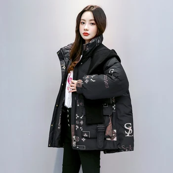 Yeni stil ceket pamuk kadın kış ceket sıcak örgü şapka aşağı pamuklu ceket parka ceket Kore rahat gevşek kış ceket kadınlar