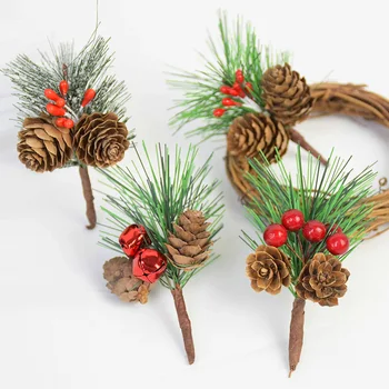 3 adet Noel Çelenk Malzeme Yapay Ercik Çam İğneleri Çam Kozalakları Sahte Bitkiler Dalları Yeni Yıl Noel Partisi Dekor Garland