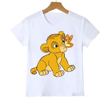 Çocuk Sevimli Karikatür Aslan Kral Baskı T-shirt Kız / Erkek Komik Hayvan Bebek Giysileri Çocuklar Yaz Üstleri Tshirt Erkek Giyim
