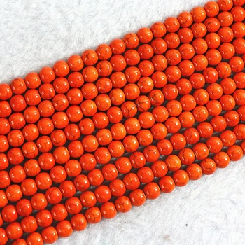 Moda turuncu kalayit turquoises taş 4mm 6mm 8mm 10mm 12mm yeni yuvarlak boncuk diy moda takı yapma B301