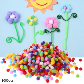 1000 Adet Yumuşak Yuvarlak Kabarık Zanaat Ponponlar Topu Karışık Renk Pom Poms 10mm DIY Zanaat