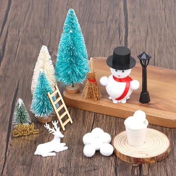 1 Takım DIY Kardan Adam Malzeme Paketi 1: 12 Dollhouse Noel Sahne Dekor Çocuklar Oyuncak Oyna Pretend Noel Hediyesi