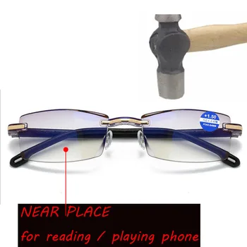 Erkekler Çerçevesiz okuma gözlüğü Bifokal Uzak yakın Anti mavi ışık büyütme Kadın Presbiyopik gözlük Çok odaklı okuma gözlüğü