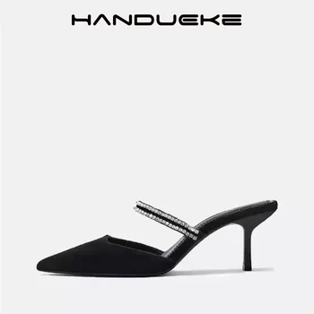 2021 Bahar Yeni Seksi Stiletto Tek Ayakkabı kadın ayakkabısı Siyah Parlak Kadife Yüksek Topuklu Profesyonel Sivri Geri kadın ayakkabısı