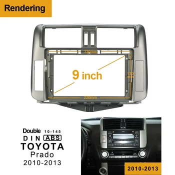 2Din araç DVD oynatıcı Çerçeve Ses Montaj Adaptörü Dash Trim Kitleri Facia Paneli 9 inç Toyota PRADO 2010-2013 İçin Çift Din Radyo Çalar
