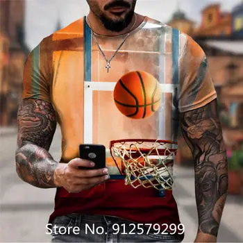 2022 Yaz Komik Basketbol 3D Baskı T-Shirt Karikatür Kısa Kollu Hip-Hop Tee Tops