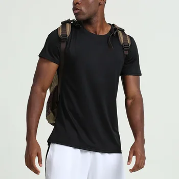 LU erkek spor tişört Hızlı Kuru Koşu Eğitim Gömlek Kısa Kollu Sıkıştırma Üst Spor T Shirt Erkek Spor Sıkı Spor Üst