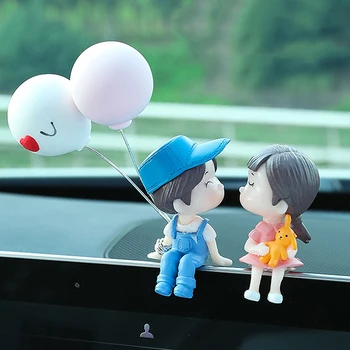 Araba Süslemeleri Sevimli Karikatür Çiftler Süsler İtirafı Balon Bebek Figürleri Süslemeleri Oto Dashboard Dekor Aksesuarları