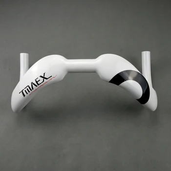 TMAEX Bisiklet 370/385mm Siyah Karbon 31.8 Gidon Beyaz/Parlak Rekabet Yoğun Bar Yarış mm Sprinter Parça 