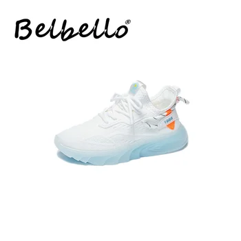 Belbello 2022 Yaz yeni kadın Kore tarzı Uçan Weaver ayakkabı nefes spor koşu rahat ayakkabılar öğrenci spor ayakkabı