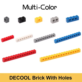 10-20 adet / grup DECOOL Tuğla Delikli Pin Kiriş Parçaları MOC Yüksek Teknoloji Vinç Tren Forklift oyuncak inşaat blokları Parçaları