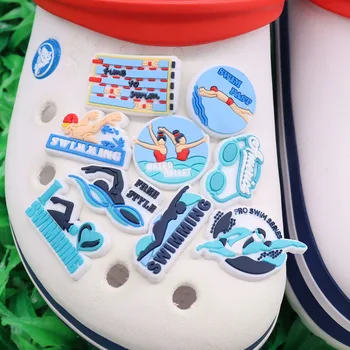 1-9 adet PVC Yüzme spor ayakkabı Aksesuarları Yüzmek Hızlı Bahçe Sandalet Ayakkabı Süslemeleri Çocuklar İçin Croc Jıbz Charm doğum günü hediyesi