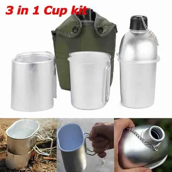 1L askeri kantin alan askeri su ısıtıcısı kamp açık kapak sofra şişe su ısıtıcısı öğle yemeği ordu Survival naylon su kutusu