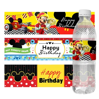 24 adet Mickey Mouse Parti Maden Suyu Şişesi Sarar Doğum Günü Dekor Su şişe etiketleri Çıkartmalar Çocuklar Bebek Duş Parti Favor