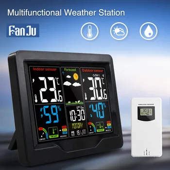 Hava İstasyonu Dijital Termometre Dış Sıcaklık Nem çalar saat Kablosuz Sensör Düşük Sıcaklık Sub-Zero Fanju Ev