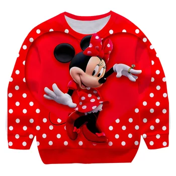 Çocuk Mickey Mouse Tişörtü Giyim İlkbahar Ve Sonbahar Kızlar Uzun Kollu Kazak Disney Serisi Casual Tops 1-14 Yıl Eski