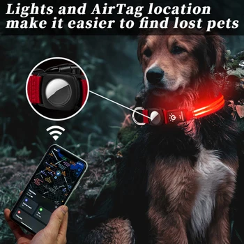 Köpek tasması Apple Airtags için kılıf ışıkları su geçirmez parlak kızdırma LED yaka İzci Bulucu kabuk Airtag Pet Gece Açık