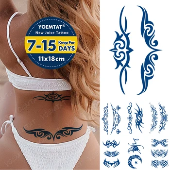 Suyu Kalıcı Su Geçirmez Geçici Dövme Etiket Lotus Kelebek Alev Totem Flaş Dövme Seksi Kız Vücut Sanatı Mürekkep Mavi Sahte Dövme