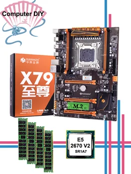 HUANANZHI X79 Lüks Oyun Anakart Set YÜKSEK hızlı M. 2 NVME SSD Yuvası İŞLEMCİ Intel Xeon E5 2670 V2 Büyük Marka RAM 32G (4*8G) RECC