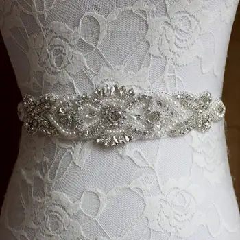 SLBRIDAL Düğün Aksesuarları Kristal Düğün Kemer Saten Rhinestone Akşam Balo elbise kemeri Gelin Şerit Kanat Nedime Kadınlar