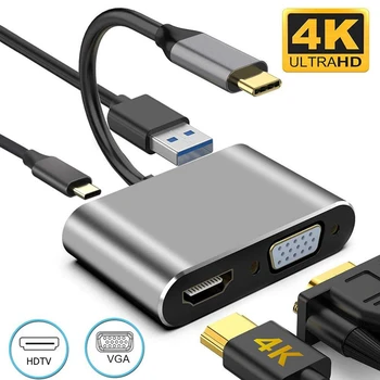 Tip - C 4K HDMI uyumlu VGA USB C 3.0 Hub Adaptörü MacBook Nintendo Samsung S20 Dex Huawei P30 Dock Xiaomi 10 TV