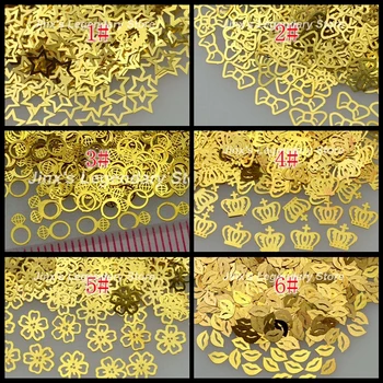 800 ADET / PAKET Altın Yüksek topuk Kedi Aşk Taç Kar Tanesi Dudak Yıldız Çiçek Şekli Metalik pul tırnak Sanat Dilim Telefon Çıkartmaları Ucu