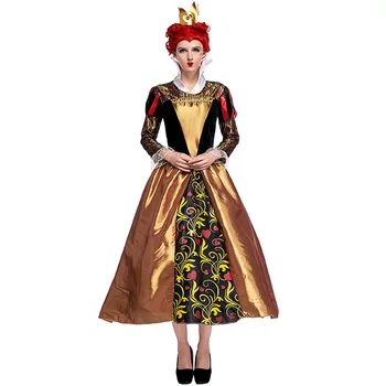 Kadın Zehir Kırmızı Queen of Hearts Kostüm Cosplay Purim Cadılar Bayramı Partisi Fantasia Elbise