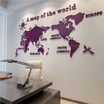 3d Büyük dünya haritası ayna duvar çıkartmaları akrilik ev dekor sticker ofis oturma odası TV arka plan dekorasyon çıkartması#35