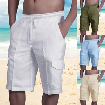 Beyaz Şort Erkekler Japon Tarzı Polyester Koşu Spor Şort Erkekler için Rahat Yaz Elastik Bel Katı Şort Baskılı Giyim