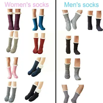Kış Kapalı Kat Çorap Kalın Sıcak Pamuk Kaplı Polar Çorap Kabarık Halı kaymaz Termal Çorap Erkekler Kadınlar İçin 2021 Yeni X8j7