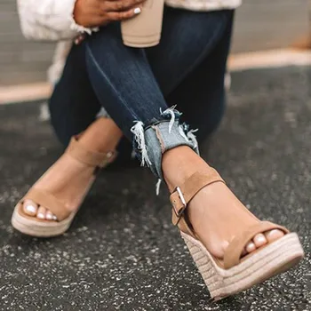 2022 Bayan ayakkabı platform sandaletler Kadın Rahat Takozlar Yüksek Topuklu Pompalar Sandalia Espadrilles Kadın Yaz Artı Boyutu