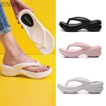 Kadın Terlik Yaz Kama Topuk Platformu Flip Flop Açık Plaj Flip Flop Eva Platformu tasarım ayakkabı Kadın Kalın Sandalet
