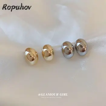 Ropuhov 2022 Gümüş İğne Bezelye Metal Yeni Yıl Moda Çok Yönlü Paslanmaz Çelik Pendientes Küpe Takı Hediye Kadınlar İçin