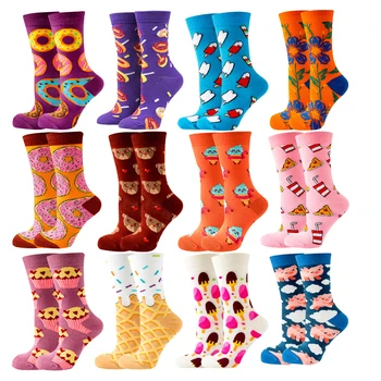 Yüksek Kaliteli Sevimli kadın Çorap Renkli Karikatür Çorap Komik Çörek Hayvan Botanik Yaratıcı Bayanlar Yenilik Çorap Hediyeler İçin