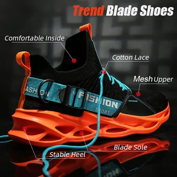 2022 Yeni Trend Bıçak koşu ayakkabıları gündelik erkek ayakkabısı Erkek Spor Ayakkabı Örgü Nefes Zapatos De Hombre Artı Boyutu 46 Dropshipping