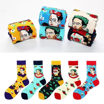 Kadın Çorap Kaykay doodle boyama Tesisi Kawaii Komik Mutlu Rahat Kadın pamuklu çorap Streetwear Paten Harajuku pembe