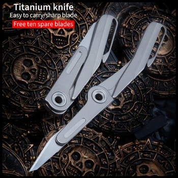 Titanyum alaşım katlanır bıçak cep klip bıçak anahtarlık taşıması kolay EDC açık kendini savunma bıçak