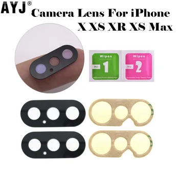 Arka Arka Kamera Lens iPhone X XS Max XR Cam Kapak Yedek Yedek parça Yapışkanlı Etiket ile