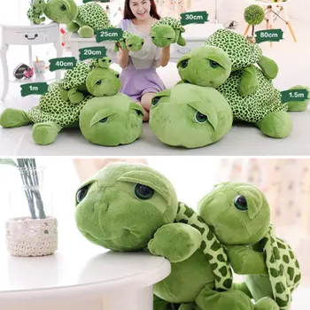 Süper Sevimli Yeşil Büyük Gözler Kaplumbağa peluş oyuncak Yumuşak Hayvanlar Kaplumbağa Oyuncaklar Bebek Bebek Çocuk Hediye Dolması peluş oyuncak
