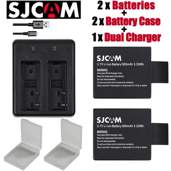 2 adet SJCAM sj8000 piller + 2 Adet Piller Kılıf + USB çifte şarj makinesi SJCAM sj4000 sj5000 sj6000 sj7000 sj8000 WİFİ kamera M10